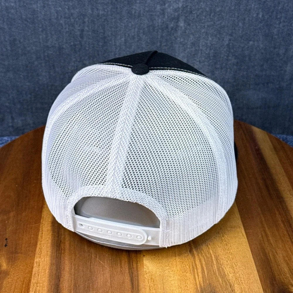 Lazy J Ranch Wear Trucker Hat OSFM Black White Polyester Cotton Snapback